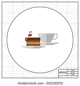 Cup of Coffee and Piece of Cake Icon