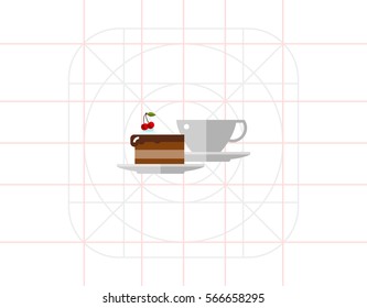 Cup of Coffee and Piece of Cake Icon