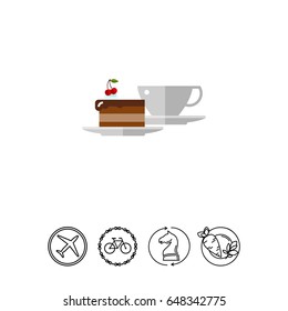 Cup of Coffee and Piece of Cake Icon