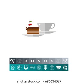 Cup of Coffee and Piece of Cake Icon