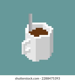 Cup of coffee pixel art. 8 bit food