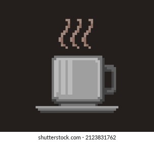 Cup of coffee in pixel art style design