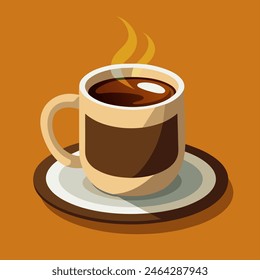 A cup of coffee is placed on a saucer on top of a table