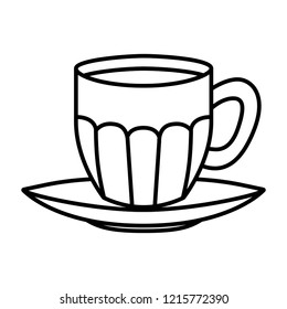 cup of coffee with plate isolated icon