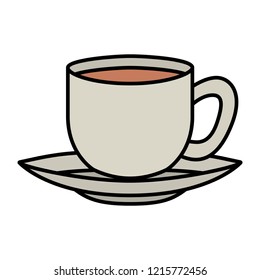 cup of coffee with plate isolated icon