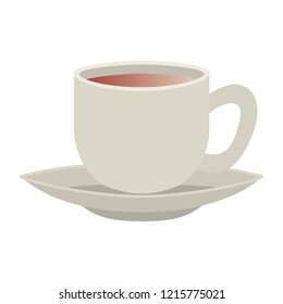 cup of coffee with plate isolated icon