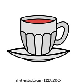 cup of coffee with plate isolated icon