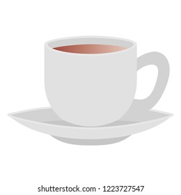 cup of coffee with plate isolated icon