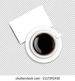 Cup With Coffee And Plate Transparent Background With Gradient Mesh, Vector Illustration