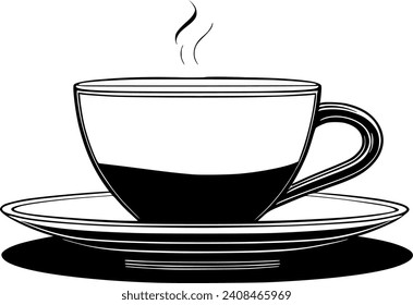 cup of coffee with plate vector isolated on white background