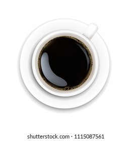 Copa Con Café Y Fondo Blanco De Placa Con Malla De Gradiente, Ilustración Vector