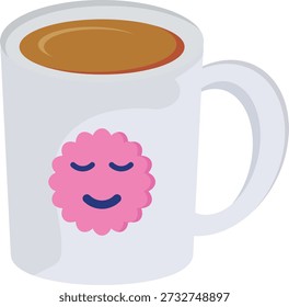 A cup of coffee with a playful smiley face drawn in the foam, adding a touch of whimsy to the drink.