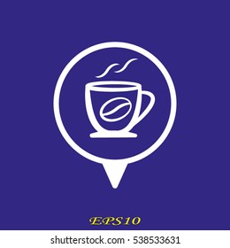 cup of coffee pointer, icon, vector illustration EPS 10