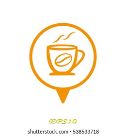 cup of coffee pointer, icon, vector illustration EPS 10