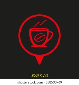 cup of coffee pointer, icon, vector illustration EPS 10