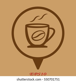 cup of coffee pointer, icon, vector illustration eps10