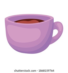 Tasse mit Kaffee in violetter Farbe, Vektorgrafik-Design