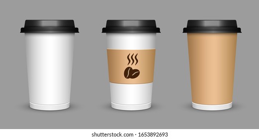 Una taza de café. Ilustración realista de una taza de té capuchino. Muéstrate taza de café en 3D. Pos10 de ilustración del vector