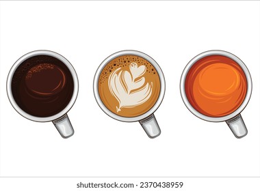 Cup Of Coffee Realistic Illustration isolated on White Background. Perfect for coffee shops, cafe menu, banners.