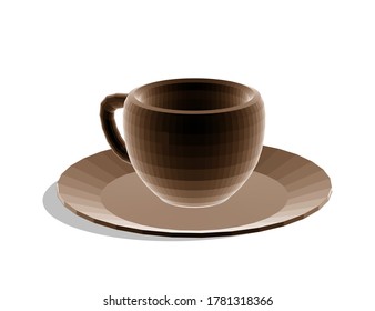 Cup coffee with realistic style mug in top and side view with 3D design. insulated on a white background. Decorative Design for Cafeteria and card. Cup coffee vector