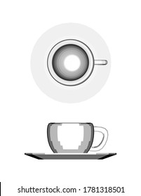 Cup coffee with realistic style mug perspective view with 3D design. insulated on a white background. Decorative Design for Cafeteria and card. Cup vector