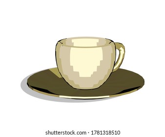 Cup coffee with realistic style mug perspective view with 3D design. insulated on a white background. Decorative Design for Cafeteria and card. Cup vector