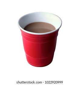 Cup of coffee. Red paper mug. Vector illustration.