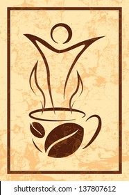 Cup of coffee in retro style. Concept illustration.