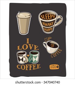 Cup of coffee retro vintage design collection