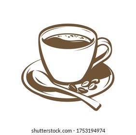 Cup of coffee retro. Vintage vector illustration. Menu design for cafe and restaurant