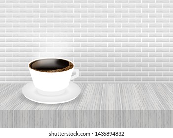 A Cup of Coffee and saucer, realistic. Vector stock illustration.