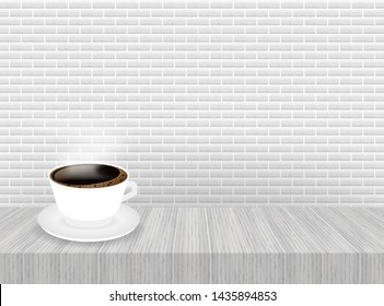 A Cup of Coffee and saucer, realistic. Vector stock illustration.