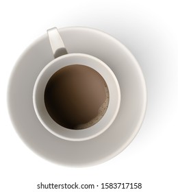 A Cup of Coffee and saucer, top view.