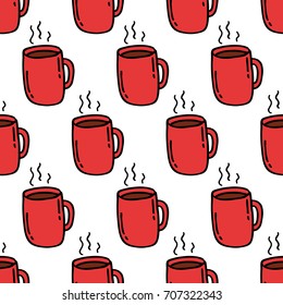 cup of coffee seamless doodle pattern