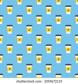 Cup coffee seamless pattern. Food background. Vector illustration.