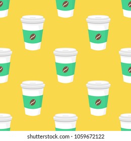 Cup coffee seamless pattern. Food background. Vector illustration.