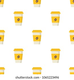 Cup coffee seamless pattern. Food background. Vector illustration.