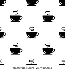 Cup of Coffee seamless pattern on white background.
