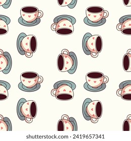 A cup of coffee. Seamless vector pattern.