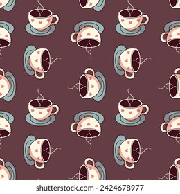 A cup of coffee. Seamless vector pattern.