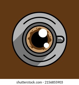 A cup of coffee seen from above combined with the eyes contained in this logo.