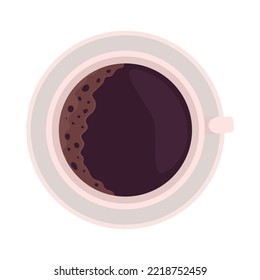 Taza de café objeto vector de color semiplano. Beber de energía aromática. Elemento editable. Elemento de tamaño completo sobre blanco. Bebida simple ilustración de estilo de caricatura para diseño gráfico web y animación