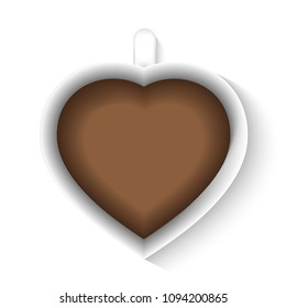 Cup of coffee in the shape of a heart