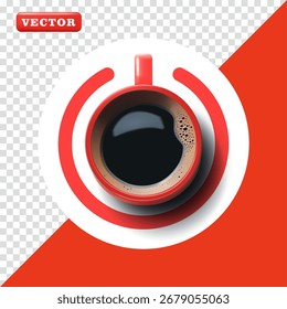 Uma xícara de café em forma de símbolo de poder. Vetor 3D, perfeito para publicidade