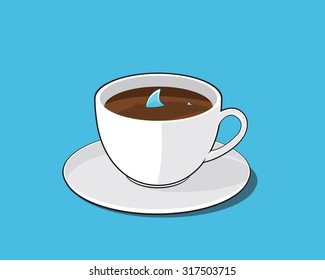 Cup of coffee with shark inside