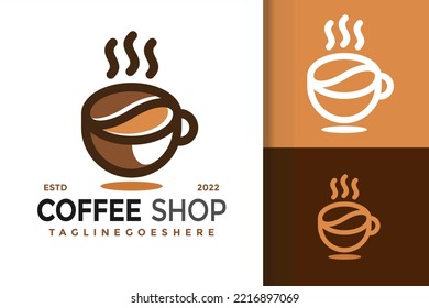 Cup Coffee Shop Logo Design, brand identity logos vector, modern logo, Logo Designs Vector Illustration Template