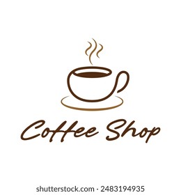 cup of coffee shop logo design concept idea