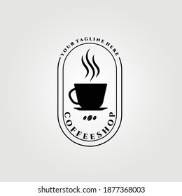 a cup of coffee, coffee shop logo vector illustration design, cafe logo design, badge logo coffee store