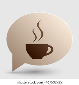 Cup of coffee sign. Brown gradient icon on bubble with shadow.