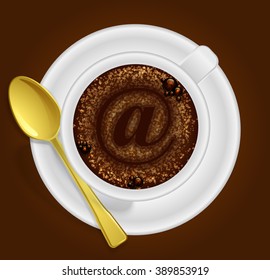 Cup of coffee with the sign. EPS 10